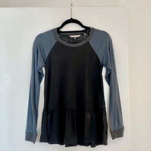 Rebecca Taylor peplum Tri color baseball t